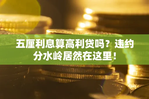 武汉五厘利息算高利贷吗？违约分水岭居然在这里！